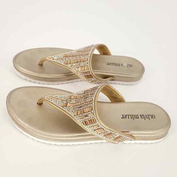 Olivia Miller Gold * Wine And Dine Thong Sandal | Size 7 | 21091501 - Picture 6 of 8